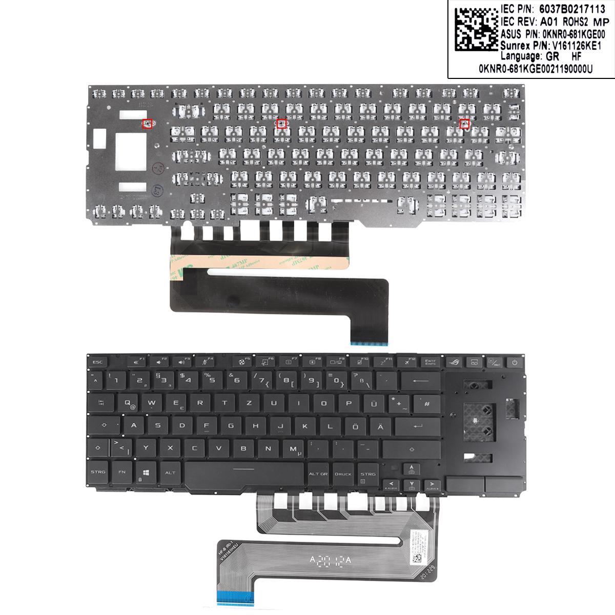 Picture of New Replacement Laptop Keyboard For ASUS ROG 5 Zephyrus Duo 15 GX550 GX550L GX551 BALCK(RGB backlit win8) GR Layout